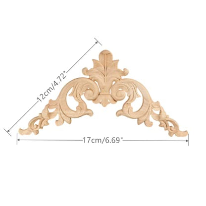 4Pcs Wood Applique Onlay, Unpainted Wooden Carved Corner Decals - size: 12x12cm/4.7x4.7in