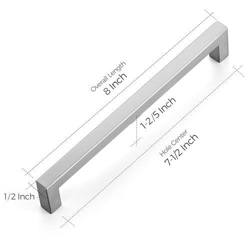 Ravinte Brushed Nickel Kitchen Square Cabinet Handles 7-1/2 Inch 5 Pack - color: Brushed Nickel