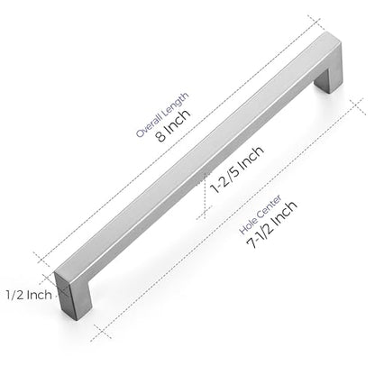 Ravinte Brushed Nickel Kitchen Square Cabinet Handles 7-1/2 Inch 5 Pack - color: Brushed Nickel