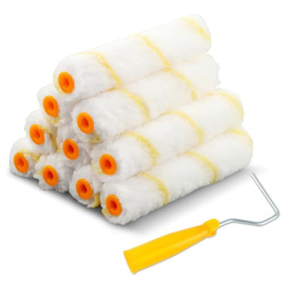 10Pack 6 Inch Paint Rollers Microfiber Paint Roller Cover with Roller Frame