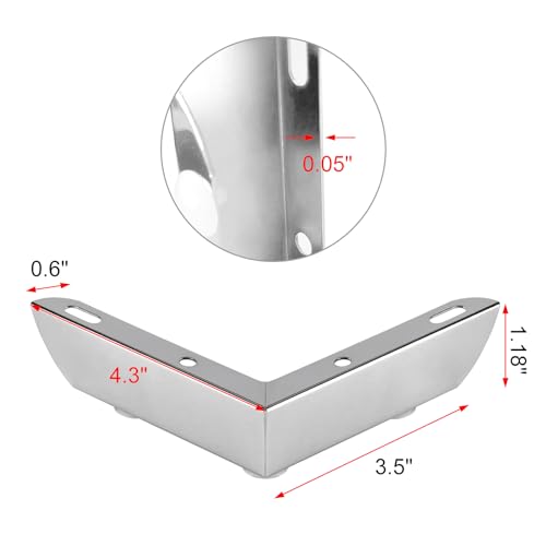 1.18 Inch Metal Furniture Legs, Set of 4 Silver - color: Silver