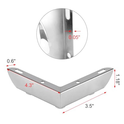 1.18 Inch Metal Furniture Legs, Set of 4 Silver - color: Silver