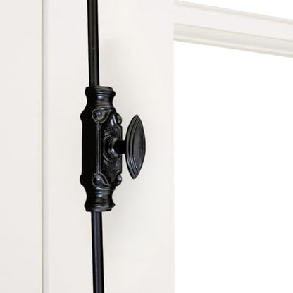 Durable Iron Cremone Bolt 2' – Vintage Black Powder Coat, Customizable Rods, Ideal for Antique Cabinets & Small Doors, Stylish & Reliable Cabinet Lock Hardware