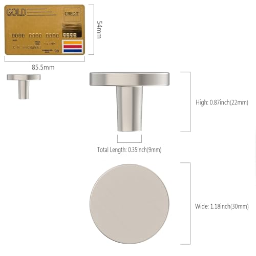 Amerdeco 10 Pack Brushed Satin Nickel Cabinet Knobs Single Hole Cabinet Pulls - color: Brushed Satin Nickel, size: Knobs