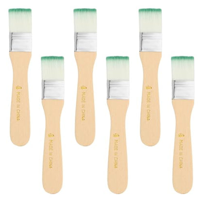PATIKIL 6Pcs Wooden Paint Brush Set, 5.7" Nylon Bristle Flat Brushes #4 - color: Green/White, size: #4