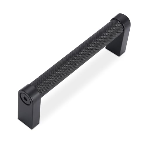 10 Pack 3.75 Inch(96mm) Matte Black Kitchen Cabinet Handles Knurled Cabinet Pulls Black Drawer Pulls Kitchen Hardware - color: Matte Black, size: 3.75'' Hole Center(96mm)