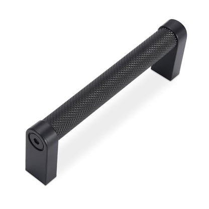 10 Pack 3.75 Inch(96mm) Matte Black Kitchen Cabinet Handles Knurled Cabinet Pulls Black Drawer Pulls Kitchen Hardware - color: Matte Black, size: 3.75'' Hole Center(96mm)