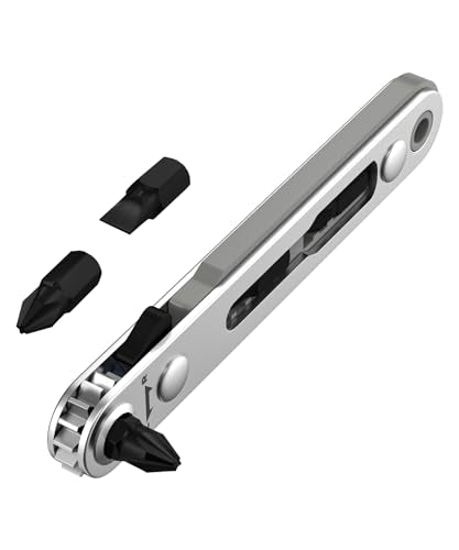 Bates- Mini Ratchet Wrench, 1/4" Magnetic 90 Degree Screwdriver, Gray, Low Profile Right Angle Screwdriver for Tight Spaces - color: Gray, size: 1 pcs