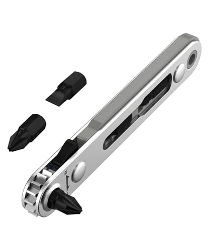 Bates- Mini Ratchet Wrench, 1/4" Magnetic 90 Degree Screwdriver, Gray, Low Profile Right Angle Screwdriver for Tight Spaces - color: Gray, size: 1 pcs