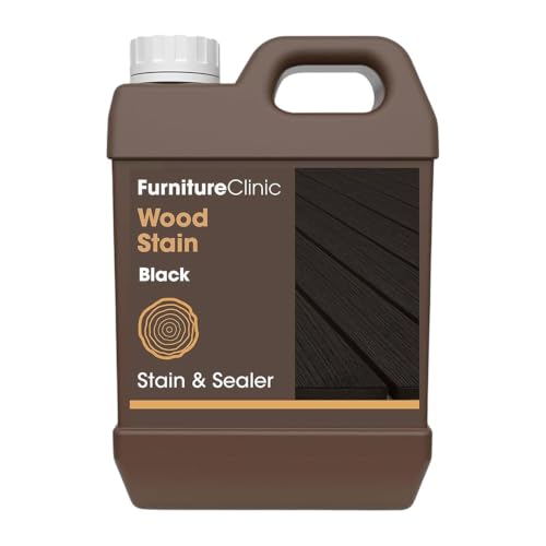 Furniture Clinic Wood Stain | Water Based | Fast Drying, Low Odor, & Non-Toxic | Multiple Finishes | for Indoor & Outdoor Furniture and More | Black (85 Fl Oz / 2500ml) - color: Black, size: 2500ml / 85 Fl Oz