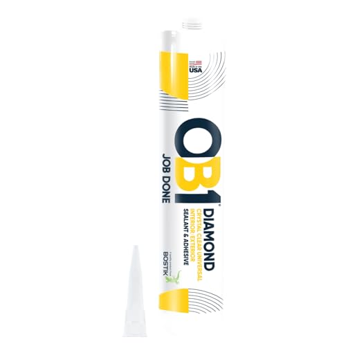 OB1 Universal Caulk Sealant & Adhesive Diamond Crystal Clear 10.1oz | Professional Grade All-in-One Advanced Hybrid | Water Resistant Internal & External | Shrink Crack & UV Resistant | 1 Cartridge - color: Clear, size: 10.1oz (Pack of 2)