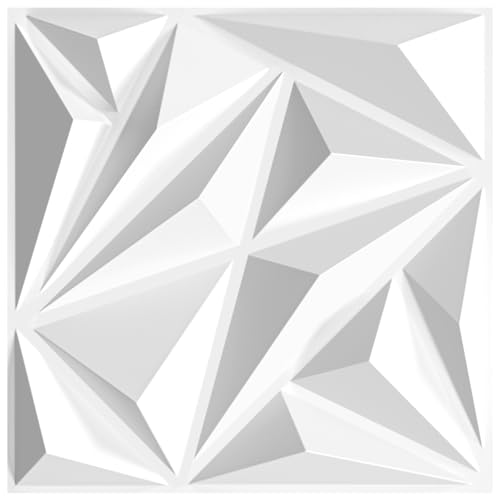 STICKGOO 3D Wall Panels Diamond, White, 12''x12'', 33 Pack - color: White