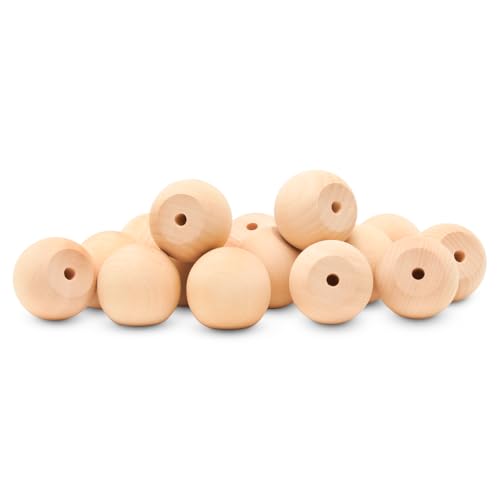 Natural Wood Drawer Pulls, 1.25 Inch Round Knobs, Pack of 25 Unfinished Ball Shaped Cabinet Pulls for Nursery Dresser, Door and Crafts - size: 1-1/4 inch