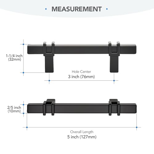 HOME EDIT 3 inch Black Cabinet Handles, 10 Pack Kitchen Cabinet Handles Matte Black Drawer Pulls Zinc Alloy Square Bar Kitchen Pulls - color: Black, size: 3 Inch Hole Center