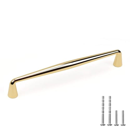 YAGU 6 Pack Top Polished Brass Kitchen Cabinet pulls 6.3 Inch(160mm) Hole Center Solid Bright Gold Dresser Drawer Handles Furniture Shiny Hardware for Cupboard Wardrobe Closet Vanity - color: Polished Brass, size: 6 Pack, style: 6.3''/160MM Hole Center