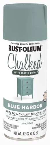 Rust-Oleum Chalked All-in-One Ultra Matte Harbor Blue Spray Paint - color: Blue Harbor, size: 12 Ounce (Pack of 1)