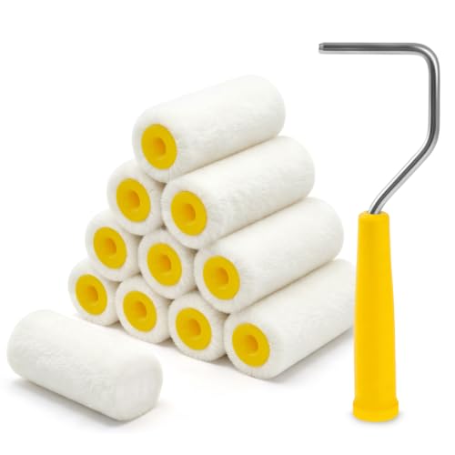 12 Pack Mohair Paint Roller with Frame, 2 Inch Mini Paint Roller Set