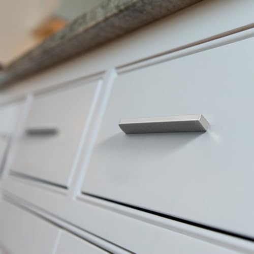 Goo-Ki 6 Pack 3 Inch Satin Nickel Knurled Cabinet Pulls - Modern Bar Handles - Textured Grip for Drawer, Dressers, Furniture Hardware - color: Satin Nickel, size: 3 Inch Center to Center