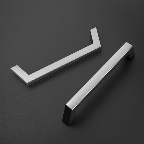 Estmoon 30 Pack 5 Inch Brushed Nickel Cabinet Pulls - Silver Cabinet Handles Modern Square Kitchen Handles for Dresser Drawers Cabinets Hardware, 5" Hole Centers(128 mm) - color: Brushed Nickel