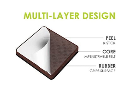 Slipstick GorillaPads Non Slip Furniture Pads/Gripper Floor Protectors (Set of 4) 3 Inch Square Self Adhesive Rubber Stoppers for Furniture Legs, CB155 - size: 3" Square
