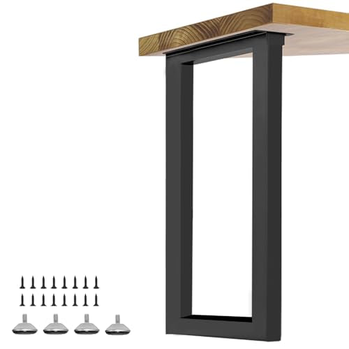 40" Metal Desk Legs Bar Table Legs, Heavy Duty Furniture Feets with Adjustable Protector Feet for Coffee & Dining Table, Black, Set of 2 - color: Black, size: 40" U Shape