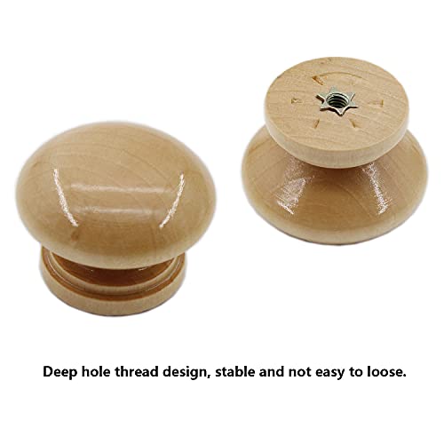 8PCS Round Wood Drawer Knobs, Mushroom Shape Cabinet Furniture Drawer Chest Cupboard Wardrobe Dresser Knobs Pulls Handles Hardware with Screws (Large 34x25.5x25mm/1.34x1x0.98inch) - size: Large 34x25.5x25mm/1.34x1x0.98inch
