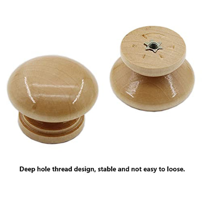 8PCS Round Wood Drawer Knobs, Mushroom Shape Cabinet Furniture Drawer Chest Cupboard Wardrobe Dresser Knobs Pulls Handles Hardware with Screws (Large 34x25.5x25mm/1.34x1x0.98inch) - size: Large 34x25.5x25mm/1.34x1x0.98inch