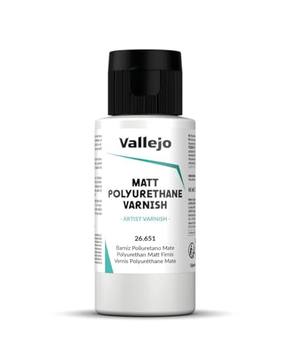 Vallejo - Polyurethane Varnish | Matt Finish 60 ml. (2.02 fl.oz.) | Extraordinary Hardness & Permanence | Create a Perfect Clear Coat | Scratch Resistant for Outdoor and Indoor Surfaces - style: Matt 60 ml. (2.02 fl.oz.)