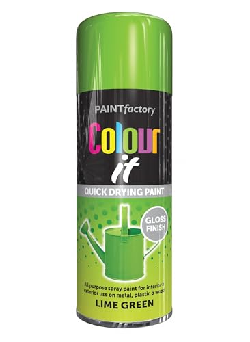 Paint Factory Colour It Quick Drying Spray Paint 400ml Lime Green Gloss Finish