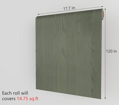 Decotalk Wood Contact Paper Green Wood-Grain Contact Paper Countertop Contact Paper 17.7x120 Inch Woods Peel and Stick Wallpaper Green Woods Contact-Paper for Countertops Waterproof Wood Vinyl Wrap - size: 17.7" x 120"