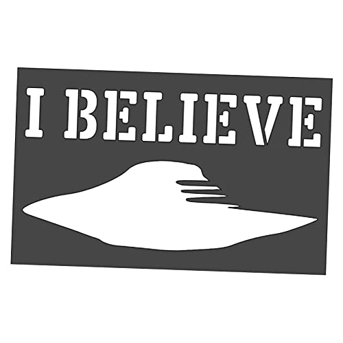 UFO I Believe Reusable Custom Cut Stencil Clear Plastic Sheet Template Cutout Sign DIY Supplies for Airbrush Painting Drawing 1-5x8 inch