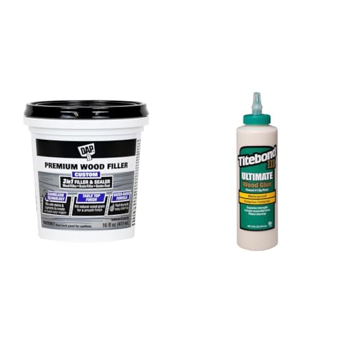 DAP Premium Wood Filler 16oz, Titebond III Wood Glue 1414 16oz - Wood Repair Fillers & Glues Bundle