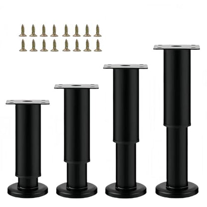 4Pcs Black Adjustable 7.08-12.2 Inch Metal Furniture Legs for Cabinet Sofa - color: Black, size: 7.08"-12.2"-Set of 4