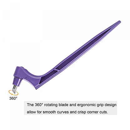 uxcell Craft Cutting Tools, 360 Degree Rotating Blades Stainless Steel Cutter with 15 Degree Blade for DIY Crafts Stencils Scrapbooks, Purple - color: Purple