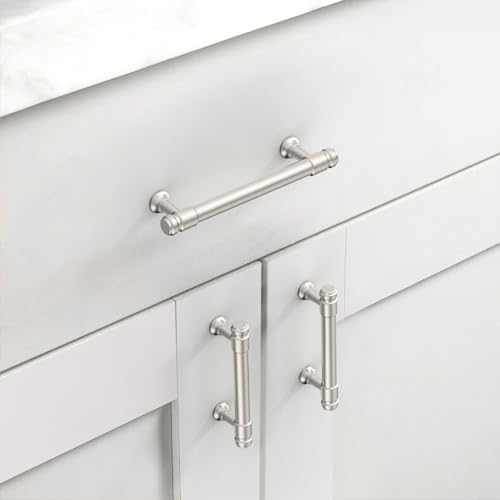 Asidrama 10 Pack 4 Inch Brushed Satin Nickel Kitchen Cabinet Handles - color: Brushed Satin Nickel, size: 4" Hole Center(102mm)
