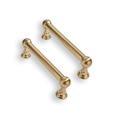 10 Pack 3 Inch Solid Kitchen Cabinet Handles Brushed Brass Heavy Duty Cabinet Pulls Satin Brass Drawer Pulls Cabinet Hardware Kitchen Handles for Cabinets Cupboard Handles - color: Brushed Brass, size: 3 Inch hole center