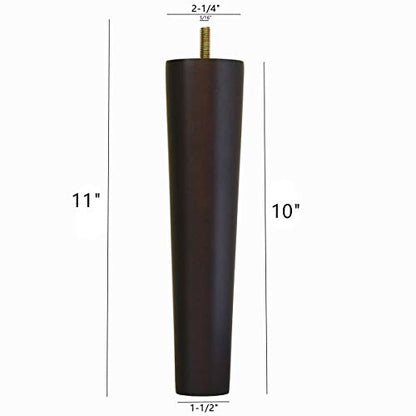 WEICHUAN 10 inch Wood Replacement Furniture Sofa Couch Legs Set of 4 - size: 10"