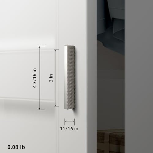 Goo-Ki 6 Pack 3 Inch Satin Nickel Knurled Cabinet Pulls - Modern Bar Handles - Textured Grip for Drawer, Dressers, Furniture Hardware - color: Satin Nickel, size: 3 Inch Center to Center