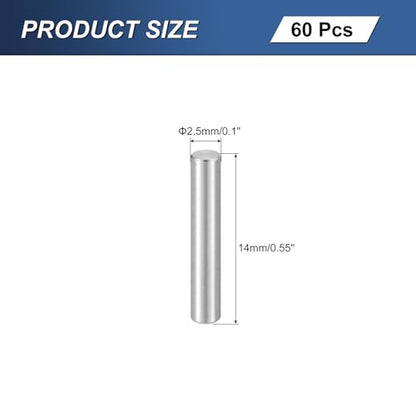 uxcell 60Pcs M2.5x14mm 304 Stainless Steel Dowel Pin,Shelf Support Peg Pin - size: M2.5x14mm