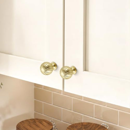 12 Pack Brushed Gold Cabinet Knobs, 1 Inch Round Dresser Drawer Knobs - color: Brushed Gold