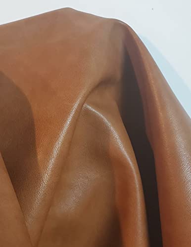 NAT Leathers | British Tan Soft Faux Vegan PU (Peta Approved Vegan) Leather by The Yard Synthetic Pleather 0.9 mm Nappa Yards (900 inch x 54 inch) Soft Smooth Upholstery (Cognac Tan, 25 Yards - color: Cognac Tan, size: 25 yards (900"x54")