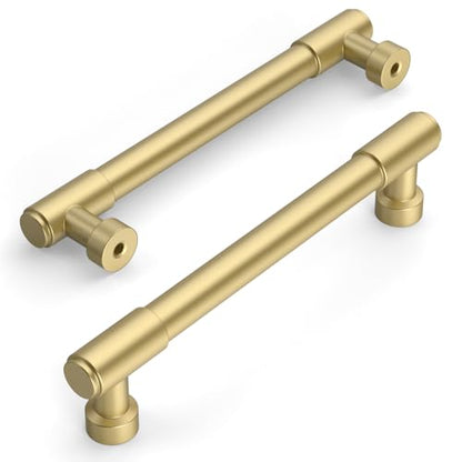 Amerdeco 10 Pack Brushed Gold Cabinet Pulls 5 Inch(128mm) Hole Center Drawer Pulls Cabinet Hardware Kitchen Cabinet Handles for Bathroom ZH0075 - color: Brushed Gold, size: 5"/128MM Hole Center