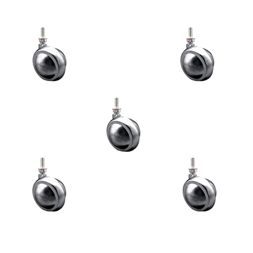 2 Inch Swivel Metal Ball Caster Wheels for Furniture - Bright Chrome Finish Stem Casters with 5/16 Inch - 18 TPI x 1/2 Inch Threaded Stem - 375lbs. Total Capacity - Set of 5 - Service Caster Brand - color: 5/16" - 18 TPI x 1/2" Threaded Stem - Set of 5, s