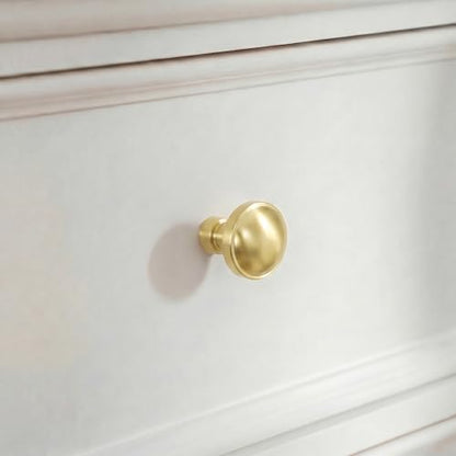 Goldenwarm Brushed Gold Cabinet Knobs, Round Drawer Handles 1-1/4 Inch 10 Pack | Rustproof Single Hole Cabinet Hardware, Solid Zinc Alloy, Screws Included for Cupboard Closet Furniture Upgrade - color: Brushed Brass, size: Knob(1-1/4 In)