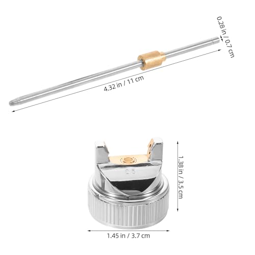 1 Set Spray Gun Air Cap, Needle, Fluid Nozzle Kit - 2.5mm Paint Sprayer Repair Parts for DIY Automotive Painting Projects - Alloy Fluid Tip Replacement - color: Silver