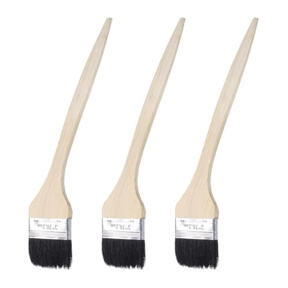 uxcell 3pcs Bent Radiator Paint Brush 3" Width Curved Wall Paint Soft Bristle Brushes with Long Wood Handle for Painting DIY Wall Treatment - size: 3"