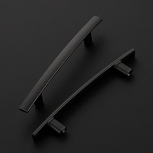 30 Pack Black Cabinet Handles, 4" Hole Center Curved Cabinet Pulls - color: Black, size: 4" Hole Center