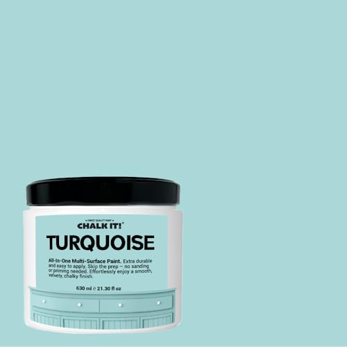 CHALK IT! All-in-One Multi-Surface Chalk Paint for Furniture & Cabinets - No Sanding, No Primer, Built-In Top Coat Water-Based, Low-Odor, Fast-Drying, Matte Finish (Turquoise) - color: Turquoise