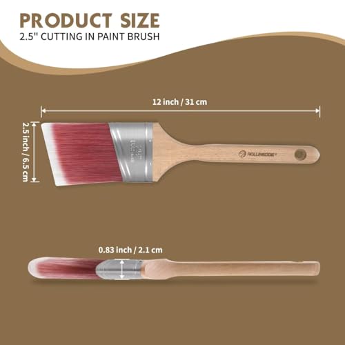 ROLLINGDOG 2.5 Inch Oval Angled Paint Brush - size: 2.5 Inch