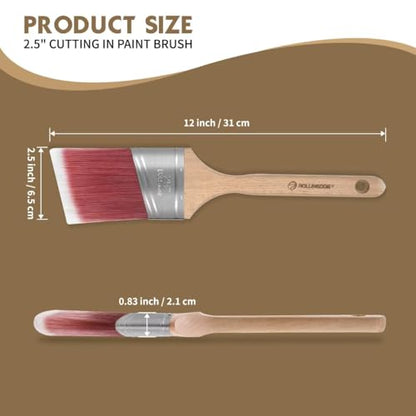 ROLLINGDOG 2.5 Inch Oval Angled Paint Brush - size: 2.5 Inch